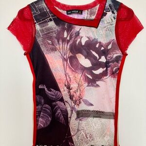 Cop.Copine Vibrant Red and Black Top